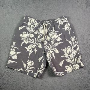 Faherty Beacon Swim Trunks Shorts Mens L Gray Floral Print Mesh Lined Stretch